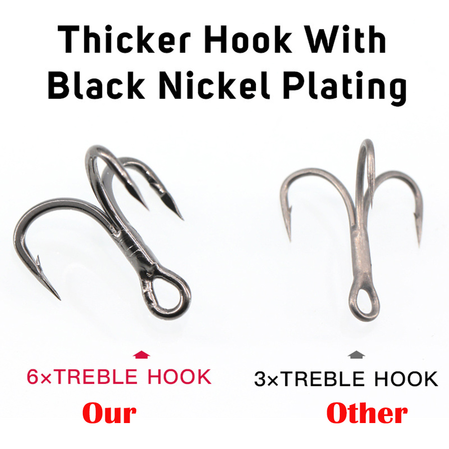 6X anzuelo triple de pesca 10  - Fishing Hook Offset reseña y precio